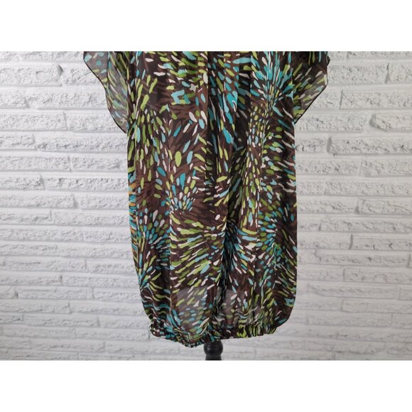 Ashley Stewart Women Top 20W Plus Short Sleeve On Off Shoulder Blue WAT52E - Picture 3 of 7